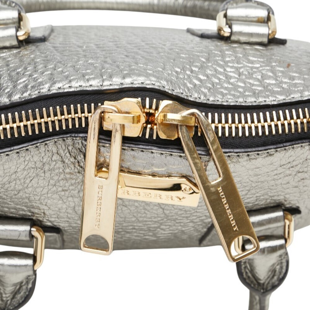 Burberry logo plate handbag shoulder bag silver leather - Picture 9 of 9